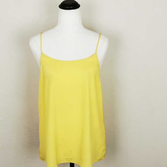Assembly Label Top sz 10 tank style Yellow Spaghetti Straps Flowy Spring Colour - Picture 8 of 9